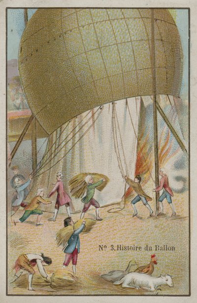 Handelskarte mit einem Bild aus der Geschichte des Ballons von French School