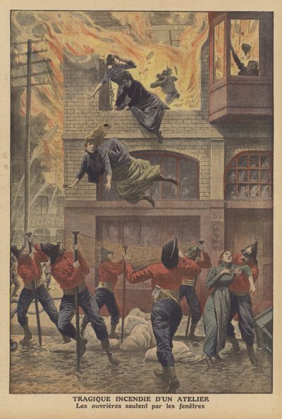 Tragisches Feuer in einer Werkstatt in Newark, New Jersey von French School