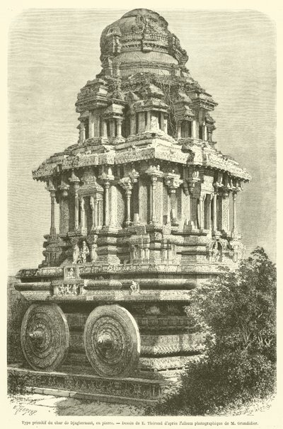 Ursprünglicher Typ des Jagannath-Wagens, aus Stein von French School