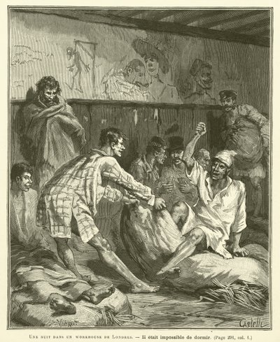 Eine Nacht in einem Londoner Armenhaus (Stich) von French School