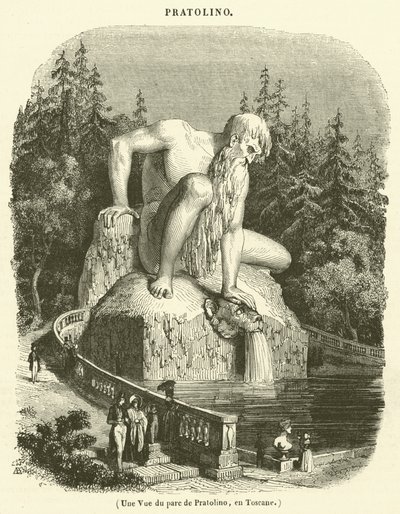 Eine Ansicht des Parks von Pratolino, in der Toskana (Gravur) von French School