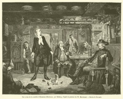 Eine Szene aus der Komödie von Erasmus Montanus von French School