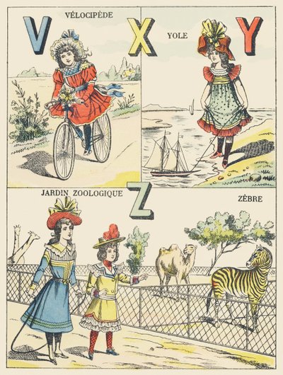 V X Y Z: Velociped, Yole, Zoologischer Garten, Zebra von French School