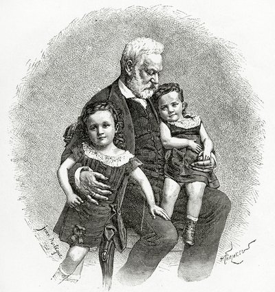Victor Hugo und seine Enkelkinder von French School