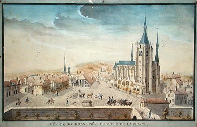 Ansicht von Dourdan von einem Gefangenen von French School