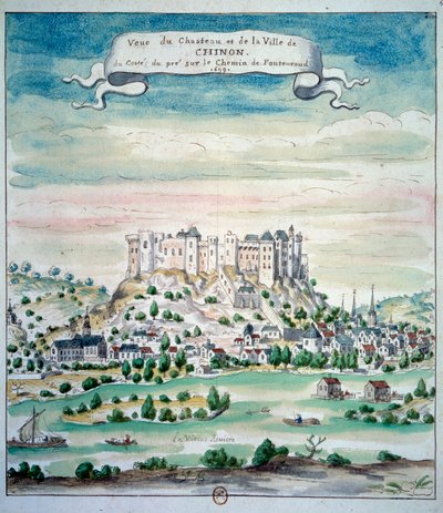 Ansicht des Schlosses von Chinon von French School
