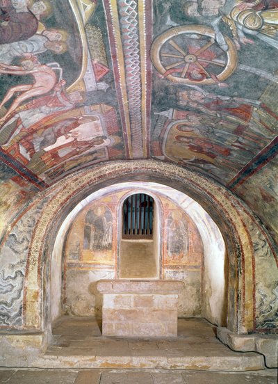 Ansicht der Krypta und die Legende von St. Savin und St. Cyprien von French School