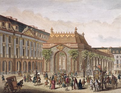 Ansicht des Place de Louis le Grand, mit einem der Räume, gebaut anlässlich der Hochzeit von Monseigneur le Dauphin (Detail) von French School