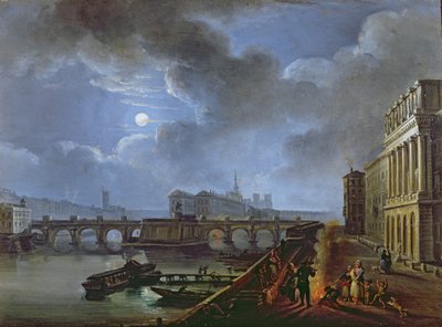 Blick auf die Seine vom linken Ufer, Ende des 18. Jahrhunderts von French School