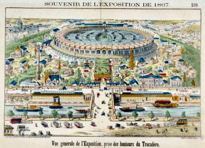 Ansicht der Weltausstellung vom Trocadero in Paris. 1867 Gravur. Paris, Karnevalmuseum von French School