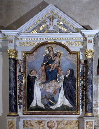 Jungfrau und Kind, Altarbild der Kirche von Pear on Life, Vendée. von French School
