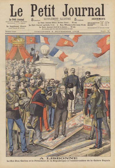 Besuch des französischen Präsidenten in Lissabon (Farblithografie) von French School