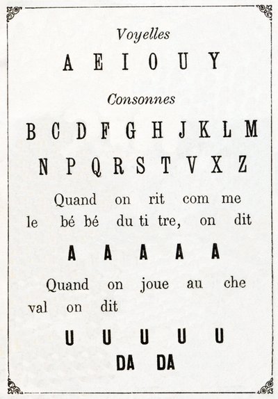 Vokale und Konsonanten im „Alphabet des petits savants“, späte 19. Jahrhundert von French School