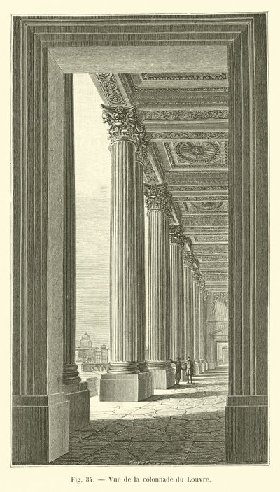 Ansicht der Kolonnade des Louvre von French School