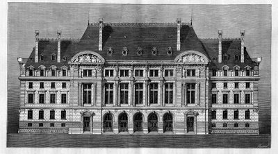 Außenansicht der neuen Gebäude der Sorbonne in Paris (Hauptfassade) von French School