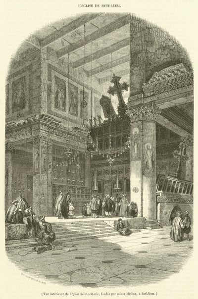 Innenansicht der Kirche Sainte-Marie, gegründet von der heiligen Helena, in Bethlehem von French School