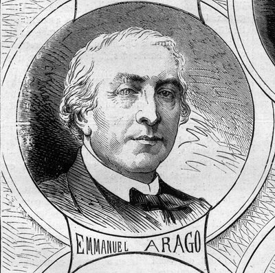 Krieg von 1870 - Regierung der Nationalen Verteidigung: Porträt von Emmanuel Arago (1812-1896), Mitglied der provisorischen Regierung von 1870. Gravur in „Le Monde Illustré“ Nr. 706 vom 22. Oktober von French School