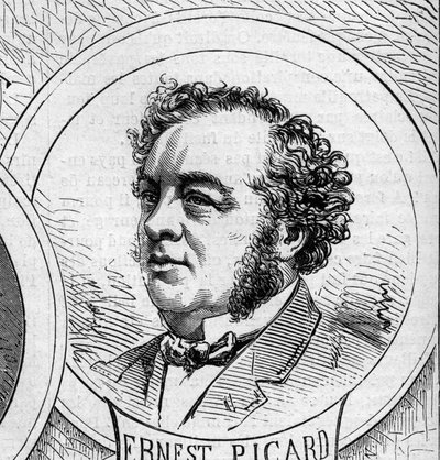 Krieg von 1870 - Regierung der Nationalen Verteidigung: Porträt von Ernest Picard (1821-1877), Mitglied der provisorischen Regierung von 1870. Gravur in „Le Monde Illustré“ Nr. 706 vom 22. Oktober von French School