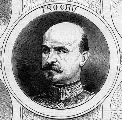 Krieg von 1870 - Regierung der Nationalen Verteidigung: Porträt von General Louis Jules Trochu (1815-1896), Präsident der provisorischen Regierung von 1870. Gravur in „Le Monde Illustré“ Nr. 706 vom 22. Oktober von French School