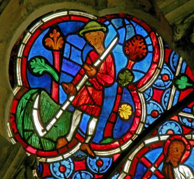 Fenster Ew mit den Monatsarbeiten: Juni von French School