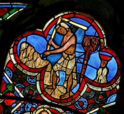 Fenster Ew mit den Monatsarbeiten: August von French School