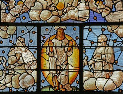Fenster, das Moses und Elijah bei der Verklärung darstellt von French School