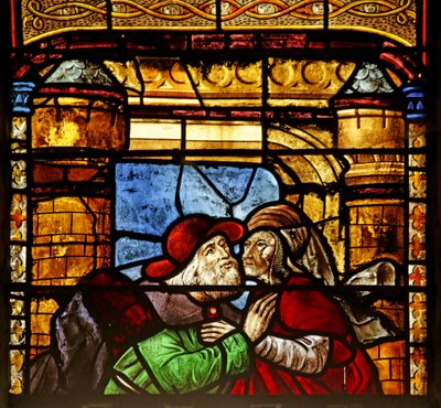 Fenster mit der Heiligen Anna und Joachim am Goldenen Tor von French School