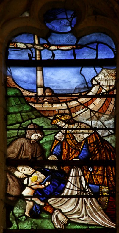 Fenster mit der Heiligen Maria Magdalena: Gräfin von Provence stirbt auf einer Pilgerreise ins Heilige Land von French School