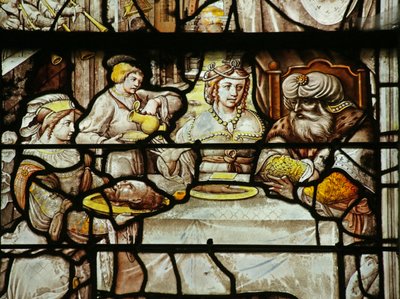 Fenster, das Salome zeigt, wie sie Herodes den Kopf des heiligen Johannes des Täufers präsentiert von French School