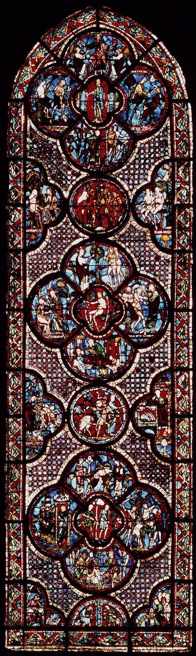 Fenster mit dem Gleichnis vom barmherzigen Samariter von French School