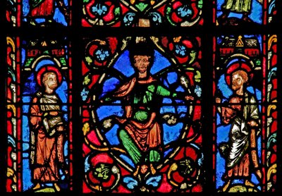 Fenster w0 mit einem König und zwei Propheten am Jessebaum von French School