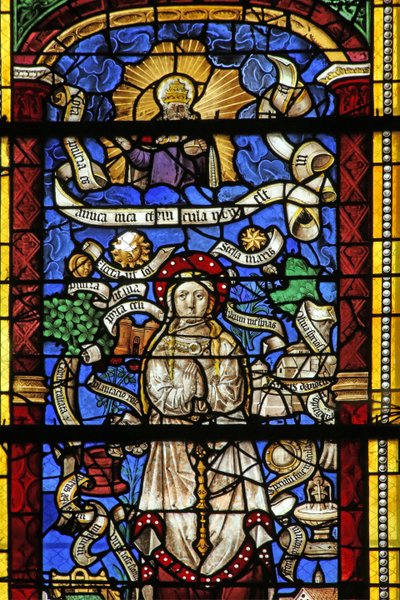 Fenster w0, Darstellung der Litanei der Jungfrau Maria (nach einem Stich von Thilmann Kerver) von French School