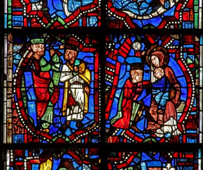 Fenster w100b Darstellung der Anbetung der Heiligen Drei Könige von French School