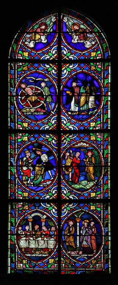 Fenster w.102, das Szenen aus dem Leben des heiligen Pantaleon darstellt von French School