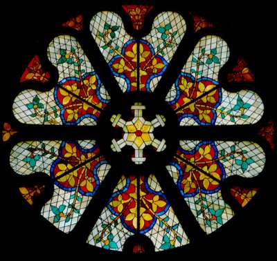 Fenster w107 ein nördliches Rosenfenster mit modernem Muster (Rosenfenster - innen) von French School