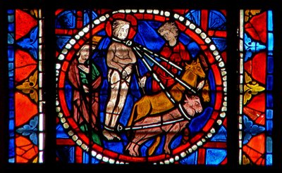 Fenster w109 zeigt das Martyrium der Heiligen Lucia von French School