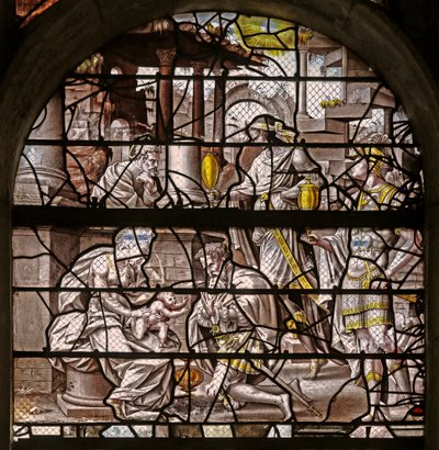 Fenster w10, Die Anbetung der Magier: Entwürfe von Dürer und Anpassungen der Entwürfe des Meisters von Des für die Geschichte von Psyche von French School