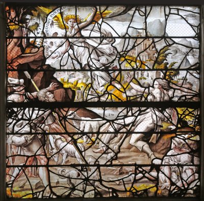 Fenster w10, Die Verkündigung an die Hirten: Entwürfe von Dürer und Anpassungen der Entwürfe des Meisters von Des für die Geschichte von Psyche von French School