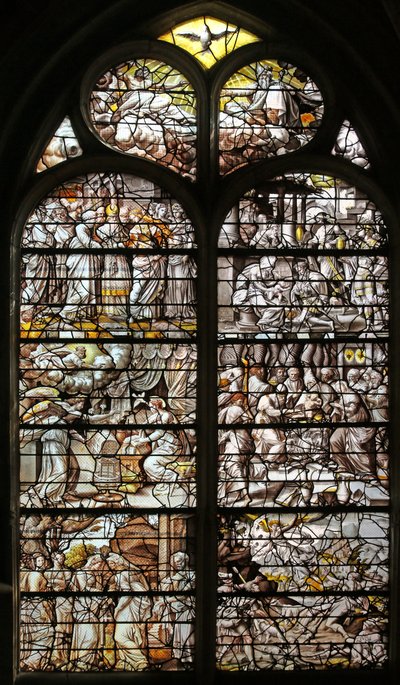 Fenster w10, Kindheit Christi darstellend von French School