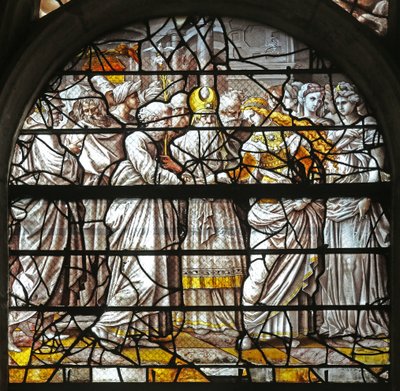Fenster w10, Die mystische Hochzeit der Jungfrau, Entwürfe von Dürer von French School