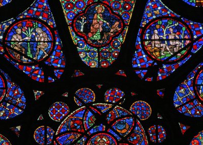 Fenster w115, Gott den Schöpfer darstellend: Szenen von Adam und Eva von French School