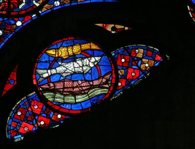 Fenster w115, die Erschaffung der Fische darstellend von French School