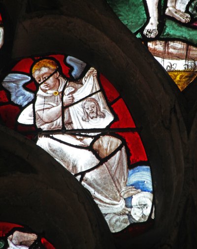 Fenster w11, das einen Engel mit dem Schleier der Veronika darstellt von French School