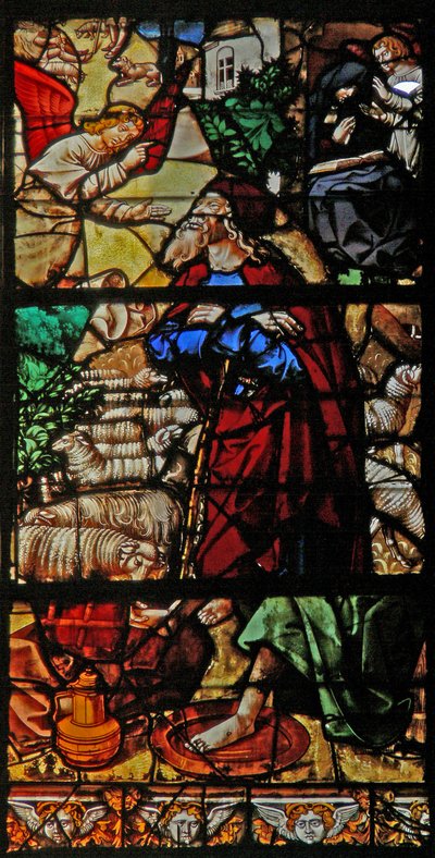 Fenster w120, die Verkündigung an Joachim und St. Anna von French School