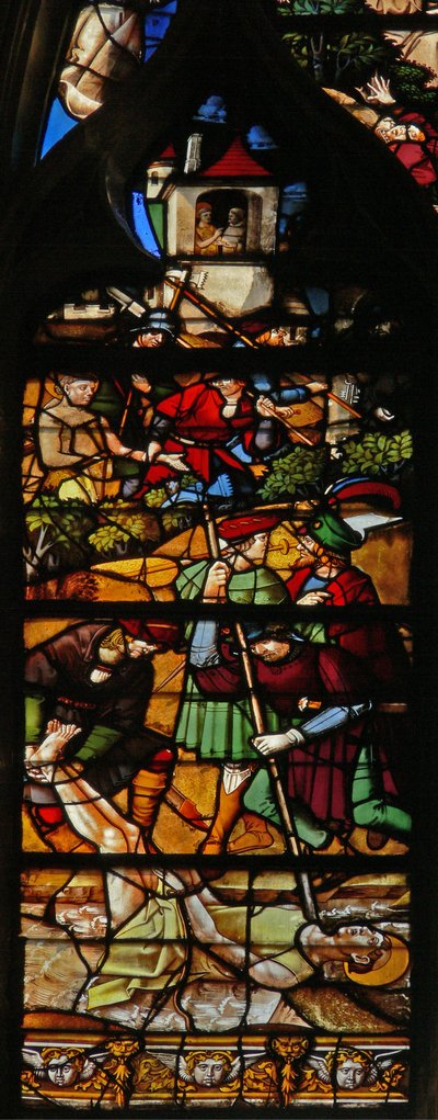 Fenster w122, Szenen aus dem Leben eines Heiligen von French School