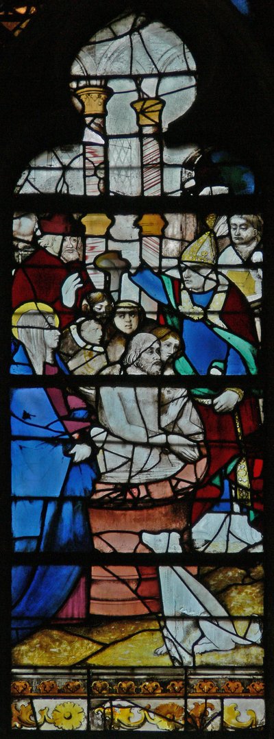 Fenster w125, St. Maximin tauft; (das Fenster enthält das selten verwendete venezianische Glas) von French School