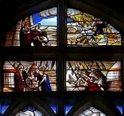 Fenster w128, Szenen aus der Geschichte von Moses von French School
