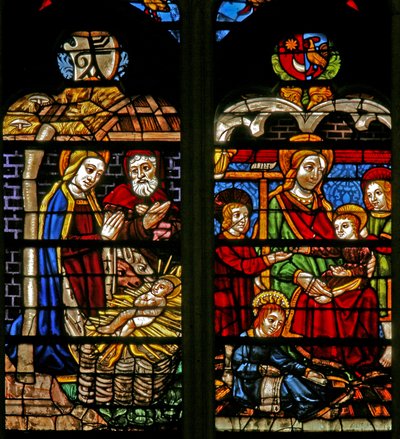 Fenster w132, Geburt Christi; Maria Cleophas und Kind Apostel von French School