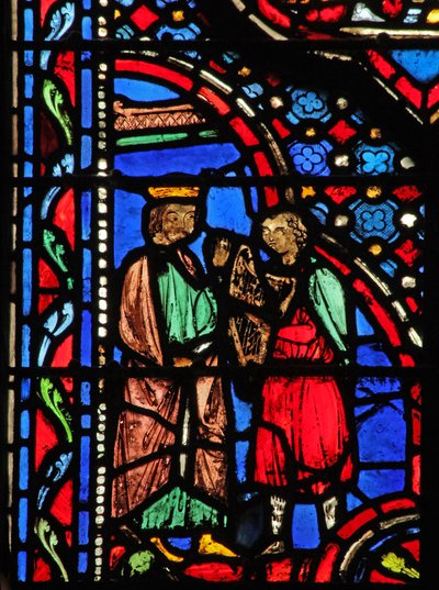 Fenster w14 David spielt Harfe für Saul I Sam XVI 23 von French School