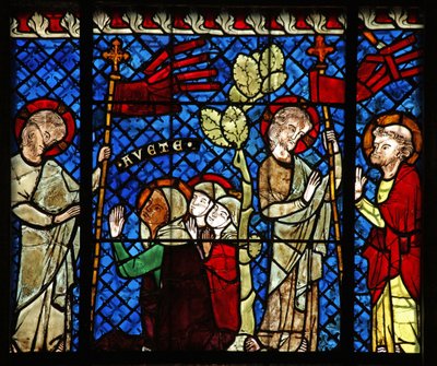 Fenster w14, Christus erscheint den Frauen und St. Peter darstellend von French School